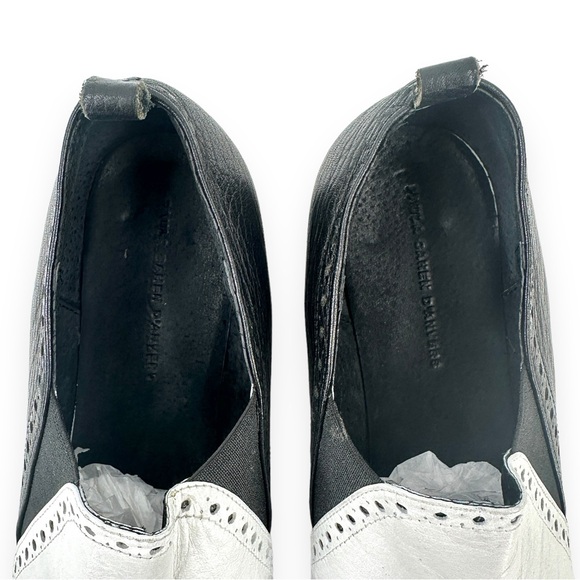 Paula Cahen D’Anvers Black & White Laceless Brogue Style Leather Loafers sz 37 - Picture 4 of 7